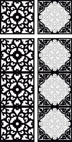Separator Seamless Floral Grill Designs Set For Laser Cut Free Vector File