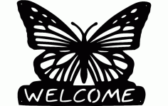 Silhouette Butterfly Welcome Free DXF File