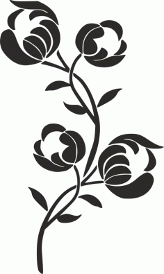 Silhouette Flower Stencil Free DXF File