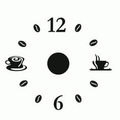 Simple Coffee Wall Clock Template For Laser Cut Free Vector File