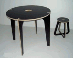 Simple Wooden Tables And Chairs For Laser Cut Cnc Free DXF File