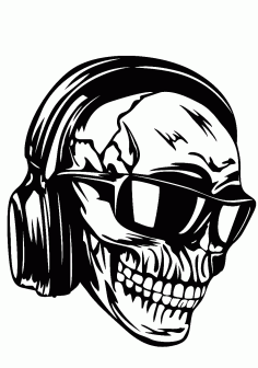 Skull Headphones Sunglasses Free DXF File