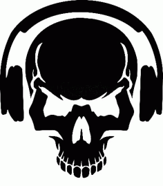 Skull With Headphones Free DXF File