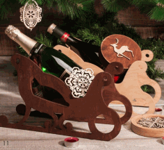 Sleigh Wine Holder Laser Cut Free Vector File, Free Vectors File