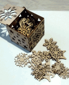 Snowflakes Christmas Tree Decoration Box Laser Cut Free Vector File, Free Vectors File