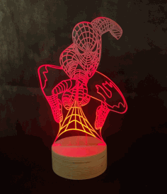 Spider Man Led Night Light 3d Lamp For Laser Cutting Free Vector File