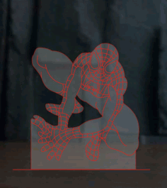 Spiderman Sitting 3d Illusion Lamp For Kids Laser Engraving Free Vector File