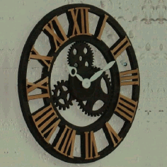 Steampunk Gears Style Wall Clock Laser Cut Free Vector File