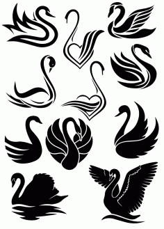 Swans For Laser Cut Free Vector File