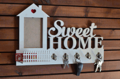 Sweet Home Key Hanger With Fence For Laser Cut Free Vector File