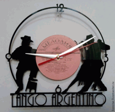 Tango Argentino Vinyl Record Wall Clock Free DXF File