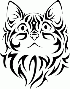 Tattoo Tribal Cat Face Silhouette Free Vector File, Free Vectors File