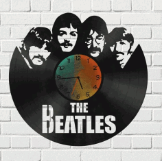 The Beatles Vinyl Record Wall Clock Laser Cut Free Vector File, Free Vectors File