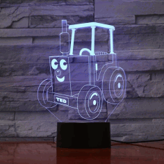 Tractor Ted 3d Optical Illusion Led Lamp Hologram For Laser Cutting Free Vector File, Free Vectors File