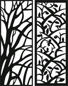 Tree Branches Living Room Screen Patterns Set For Laser Cut Free Vector File