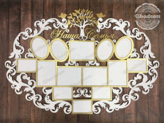 Tree Patterned Photo Frame For Laser Cutting Free Vector File