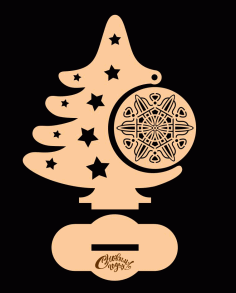 Tree With Ornament For Laser Cut Free Vector File