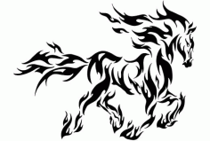 Tribal Horse Flame Stencil Free DXF File