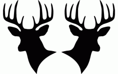 Two Deer Heads Silhouette Free DXF File