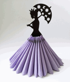 Umbrella Lady Wooden Paper Napkin Holder For Laser Cut Free Vector File