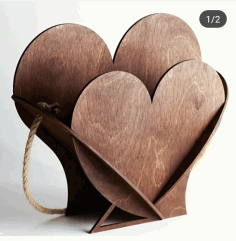 Valentine Day Gift Heart Shape Basket Free Vector File