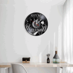 Vinyl Record Wall Decor Royal Flush Poker Wall Clock Card Games For Laser Cut Free Vector File