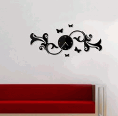 Wall Clock With Butterflies On A Branch For Laser Cut Cnc Free DXF File