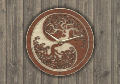 Wall Clock Wooden Round Free Vector File