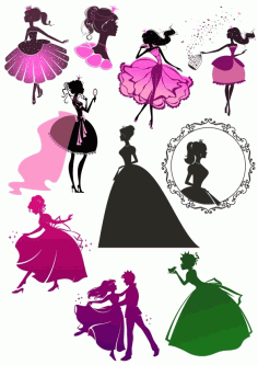 Wall Decal Sticker Princess Girl Beautiful Cinderella For Laser Cutting Free Vector File