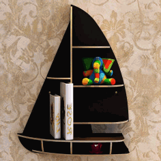 wall-mounted Storage Shelf Sailboat Floating For Laser Cutting Free DXF File