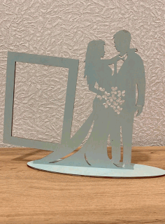 Wedding Bride Groom Photo Frame For Laser Cutting Free Vector File