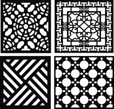 Window Floral Lattice Stencil Seamless Patterns Set For Laser Cut Free Vector File