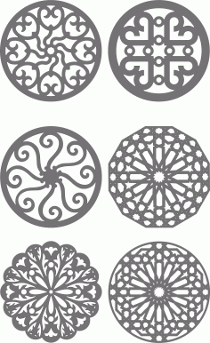 Window Grill Round Patterns Set For Laser Cut Free Vector File