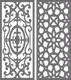 Window Partition Seamless Floral Screen Panels Set For Laser Cutting Free DXF File