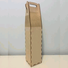 Wine Bottle Carrier With Living Hinge Laser Cut Free Vector File