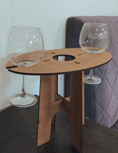 Wine Table Wine Bottle And Glass Holder For Laser Cut Free Vector File