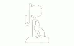 Wolf Howling At Moon Free DXF File