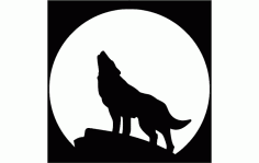 Wolf With Moon Free DXF File