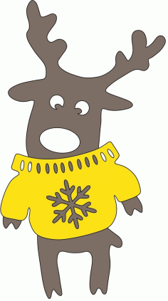 Wood Craft Deer In Sweater Laser Cut Free Vector File, Free Vectors File