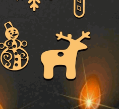 Wood Reindeer Christmas Tree Hanging Ornaments Home Decoration Laser Cut Free DXF File