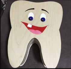 Wooden 3d Tooth Model For Laser Cut Free Vector File