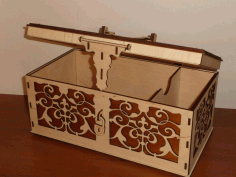 Wooden Box With Lid And Lock For Laser Cut Free Vector File