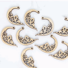 Wooden C Shape Wooden Earring Design Wood Jewelry Template Laser Cut Free Vector File, Free Vectors File