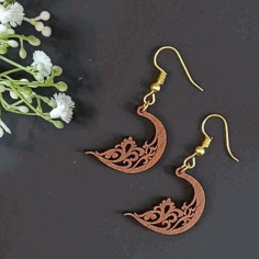 Wooden C Shape Wooden Earring Design Wood Jewelry Template Laser Cut Free DXF File