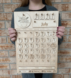Wooden Calendar For Laser Cutting Free Vector File