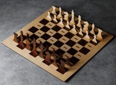 Wooden Chess Board And Pieces 4mm Free Vector File, Free Vectors File