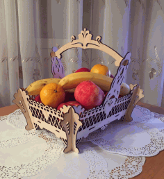 Wooden Decorative Fruit Basket For Laser Cut Free Vector File