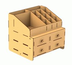 Wooden Desktop Organizer Storage Box With Drawer For Laser Cut Free Vector File