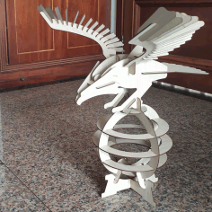 Wooden Eagle 3d Puzzle On Display Stand For Laser Cutting Free DXF File
