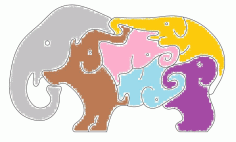 Wooden Elephants Jigsaw Puzzle For Kids Children Indoor Games Free DXF File